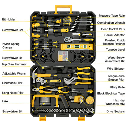 CATGOOD 168 Piece Tool Set, Household Tool Kit, Auto Repair Tool Set General Mechanic Tool Kit and Socket Set with Toolbox Storage Case