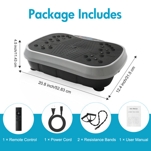 Vibration Plate Exercise Machine, Vibration Platform for Home Full Body Workout, Vibrating Board for Weight Loss with Resistance Bands, Remote Control