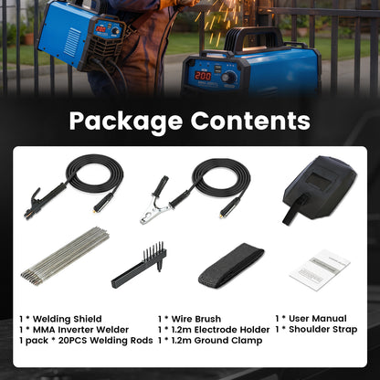 200A Display 110V IGBT Stick Welder Portable MMA Welding Machine with Dual USB and Shoulder Strap