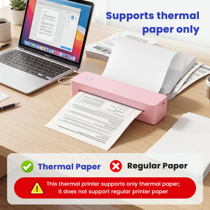 Inkless Thermal Printer, Compatible with US Letter/A4/A5/B5 Paper, Works with Android & iOS Phones and Laptops