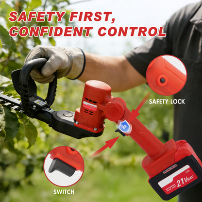 24" Cordless Hedge Trimmer with Rotatable Handle, Brushless Motor Trimmers with 6.0Ah Battery, 3/4" Cutting Capacity, Lightweight & Compact Trimmer for Garden