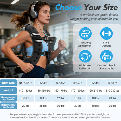 BAOKALER Adjustable Weighted Vest, 12 lbs with Reflective Strips for Men & Women, Strength Training, Running, Walking and Daily Workout