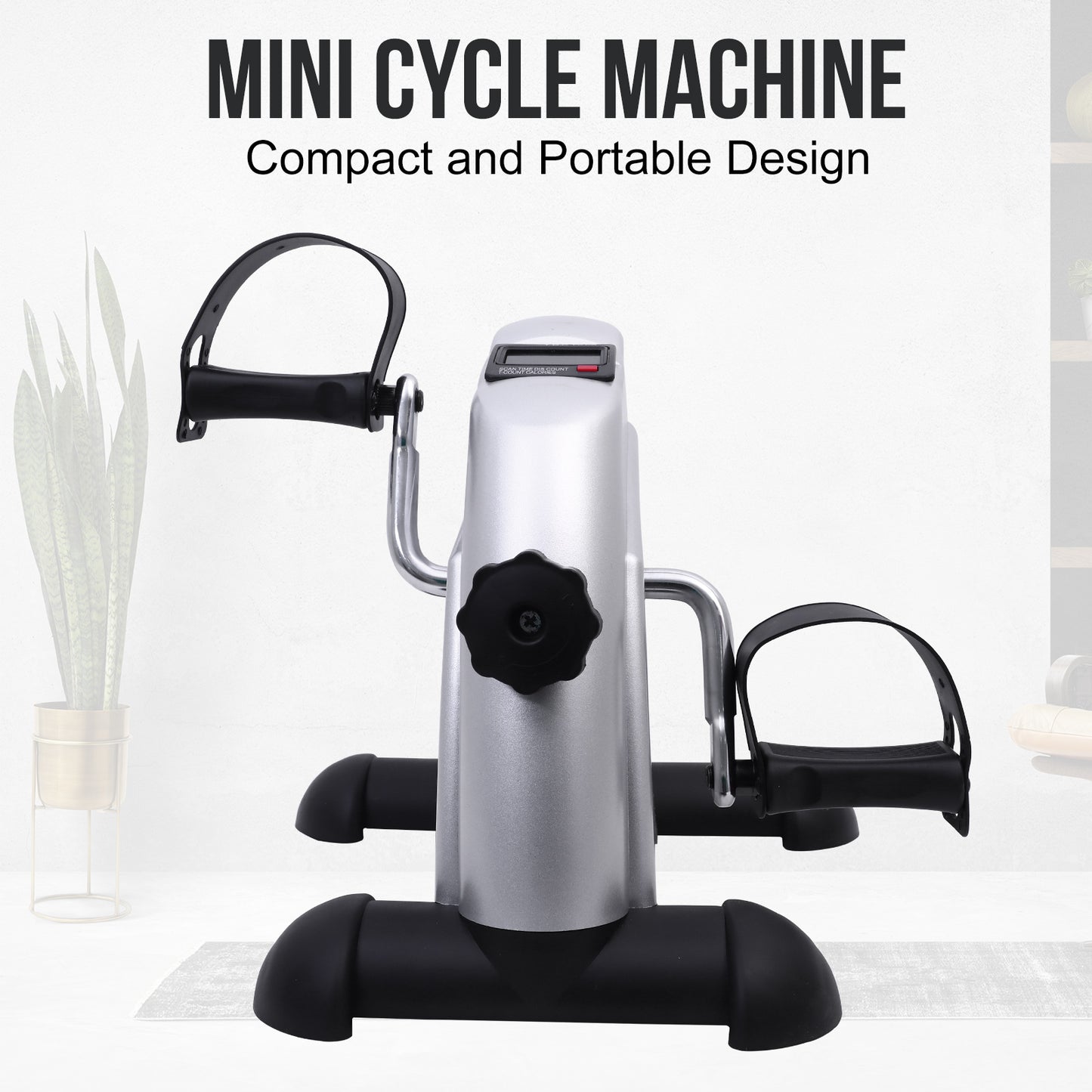 Mini Exercise Bike, Under Desk Bike Pedal Exerciser porable Foot Cycle Arm & Leg Peddler Machine with LCD Screen Displays,Silver