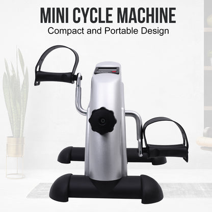 Mini Exercise Bike, Under Desk Bike Pedal Exerciser porable Foot Cycle Arm & Leg Peddler Machine with LCD Screen Displays,Silver