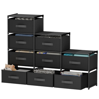 BAOKALER Non-Woven Fabric Multi-Functional Storage Cabinet, 9-Drawer Open Storage Shelf, 10.24×47.24×34.65 Inches, for Bedroom, Living Room, Hallway, Black