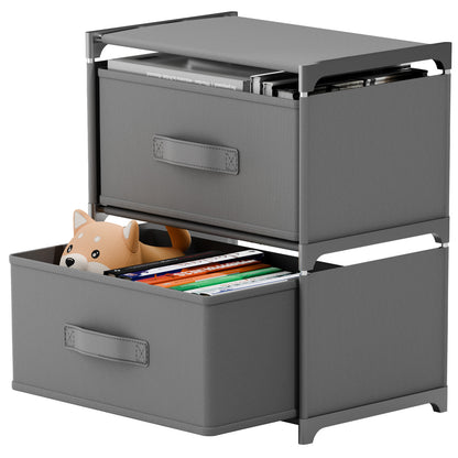 BAOKALER Multifunctional Bedroom Storage Cabinet Drawers for Clothes, Fabric Dressers for Bedroom with 2 Drawers, Small Dresser for Living Room, Hallway, Gray