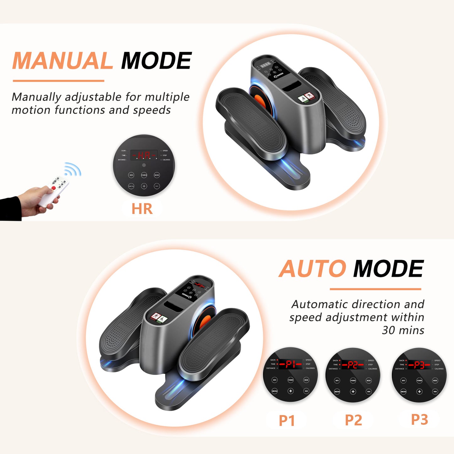 Under Desk Elliptical Machine, Leg Exerciser While Sitting for Seniors, Seated Pedal Exerciser with LED Display Monitor