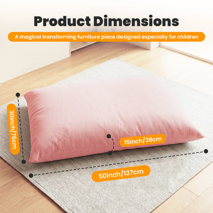 CATGOOD 3-in-1 Bean Bag Chair for Kids Adults, Convertible kids chair with Skin Friendly Fabric for Living Room, Bedroom, Pink