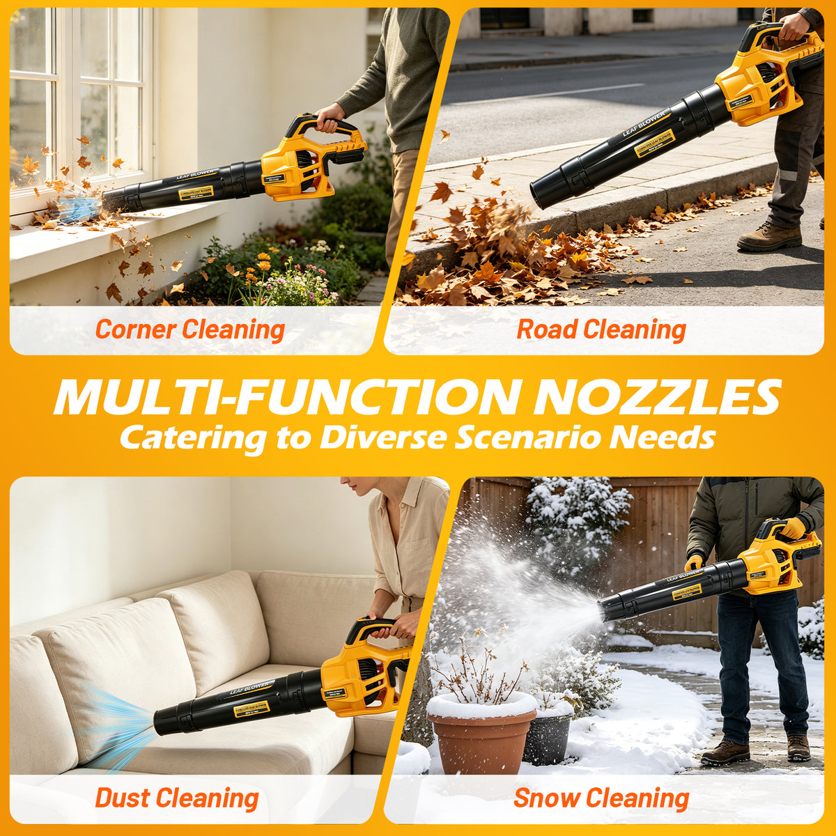 21V Portable Cordless Leaf Blower, 100MPH & 476CFM, 2?Speed Adjustable, Compatible with DEWALT 20V Battery, Tool Only, for Yard Lawn Driveway Cleaning