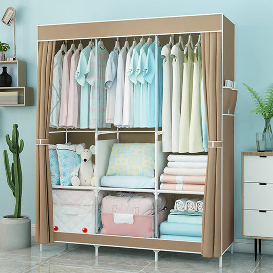 BAOKALER Portable Wardrobe Closet Storage with Cover, Non-Woven Fabric Closet Organizers and Storage, Coffee