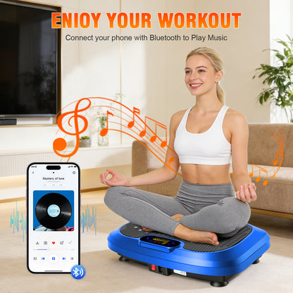 Vibration Platform with Loop Bands & Remote Control for Home Fitness & Weight Loss & Muscle Toning, Black
