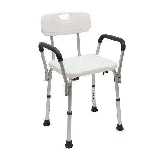Shower Chair 450lbs with Padded Armrests and Back, Heavy Duty Shower Seat for Bathtub Slip Resistant, Shower Bench with Adjustable Height
