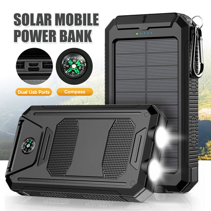 CATGOOD 10000mAh Portable Solar Charger for iphone and Android Power Bank with Dual 5V USB Ports for Outdoor Camping Hiking(Black)