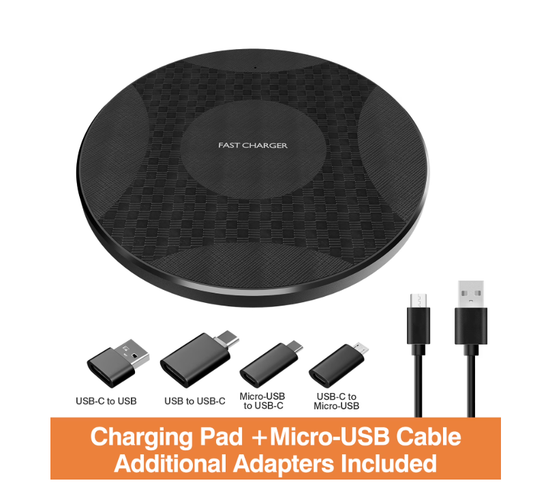 Wireless Charger for iPhone, Portable Charger for Compatible with iPhone 17 16 15 14 13 12 11 Pro Max/Mini/Plus/XR/X/8, Charging Pad for AirPods 4 3 2 Pro, with Charging Adapter, Black