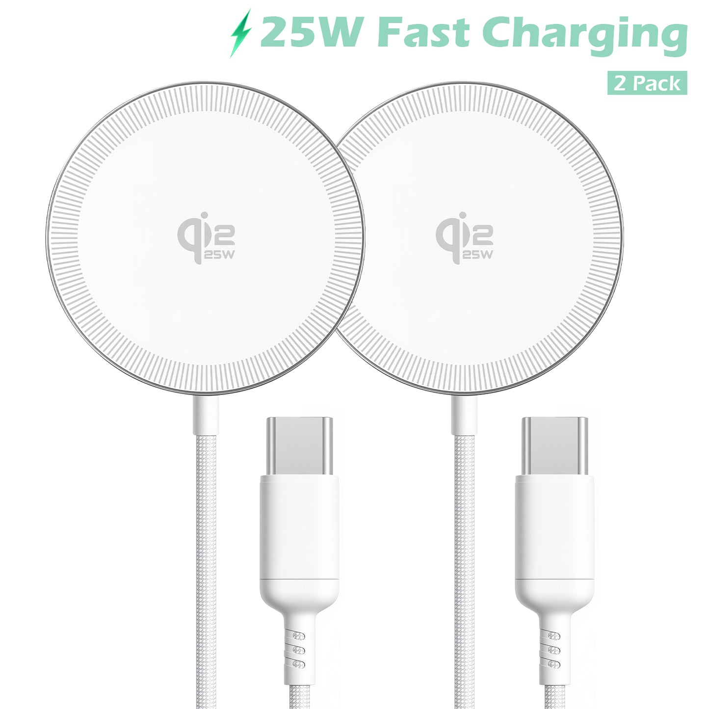 Magnetic Wireless Charger, 25W Fast Wireless Charger Compatible for iPhone 17 16 15 14 13 12,AirPods,Compact Portable Travel Friendly Pad (White)