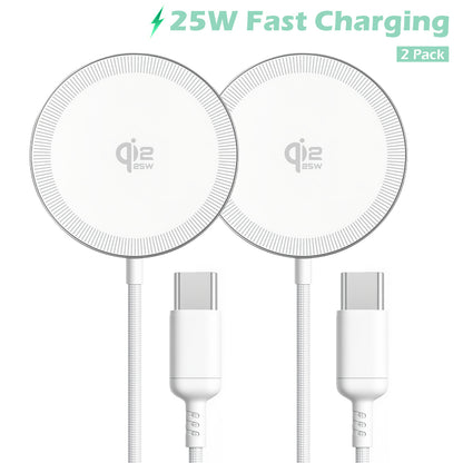 Magnetic Wireless Charger, 25W Fast Wireless Charger Compatible for iPhone 17 16 15 14 13 12,AirPods,Compact Portable Travel Friendly Pad (White)