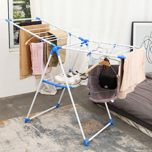 Foldable Clothes Drying Rack, Laundry Rack with Height Adjustable Wings, Metal Drying Rack Clothing for Indoor Outdoor