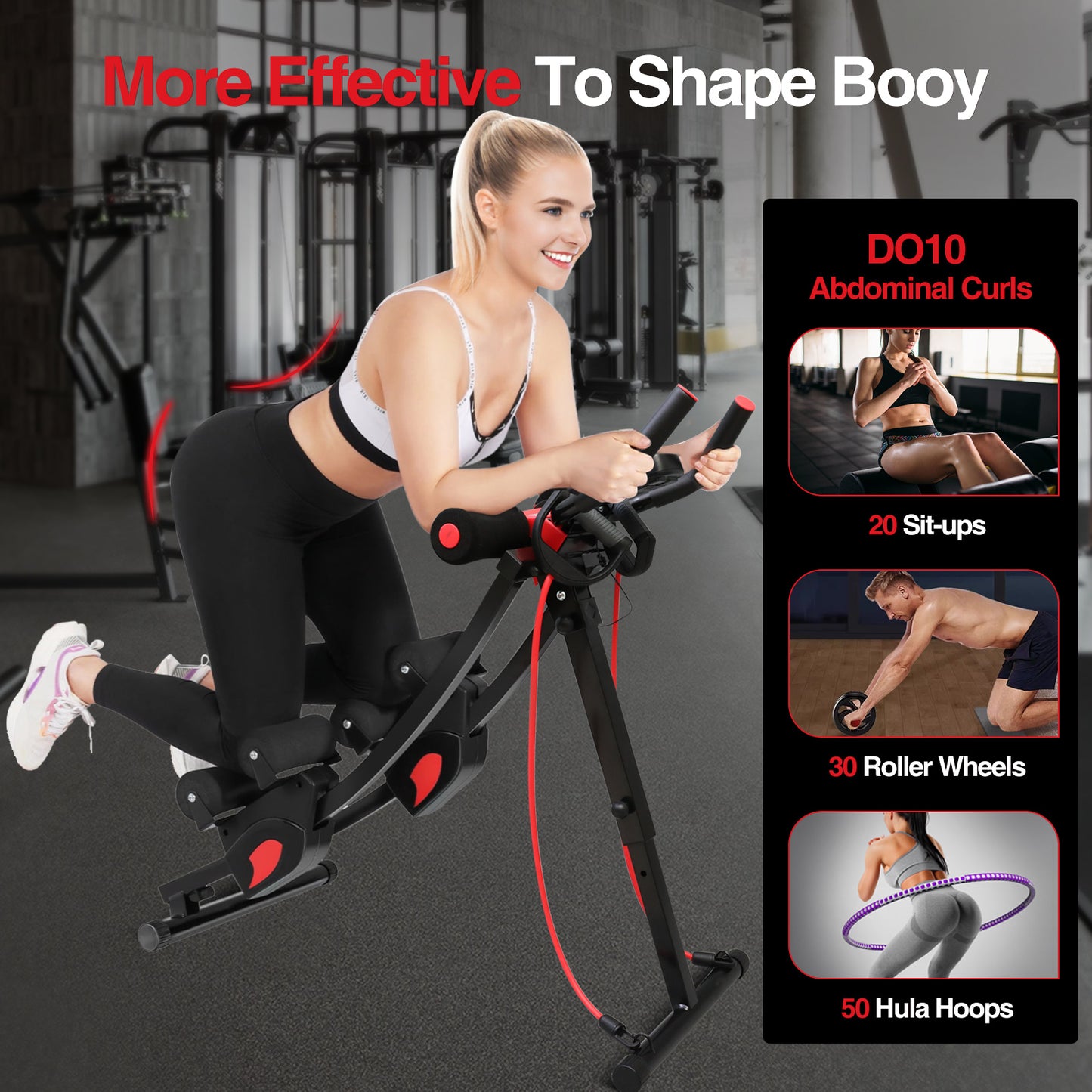 RICAN Dual Track ab Machine, ab Workout Equipment for Home Gym, Height Adjustable Ab Trainer Exercise Equipment, Foldable Fitness Equipment, Core & Abdominal Exercise and Strength Training