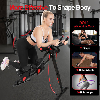 RICAN Dual Track ab Machine, ab Workout Equipment for Home Gym, Height Adjustable Ab Trainer Exercise Equipment, Foldable Fitness Equipment, Core & Abdominal Exercise and Strength Training