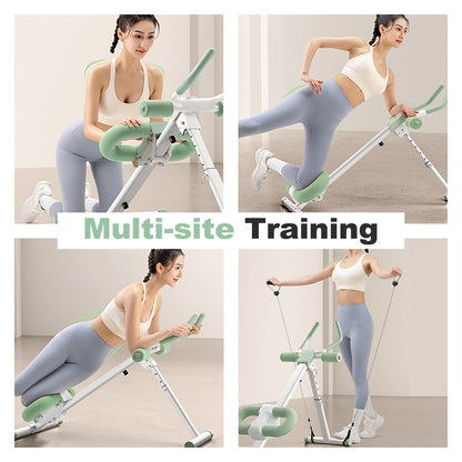 Adjustable Ab Machine, Abdominal Trainers for Full Body Workout, Foldable Abdominal Exercise with Knee Protection, Green