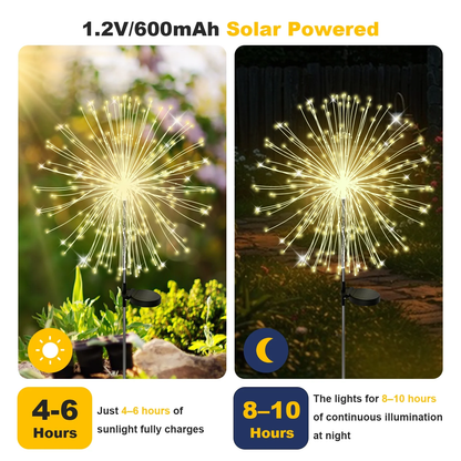 RICAN Solar Garden Lights Outdoor Decorative, 6 Pack Firework Garden Stake Lights Solar Powered, DIY Bendable Copper Wire Waterproof for Garden, Yard, Patio, Flower Bed, Chiristmas Decor