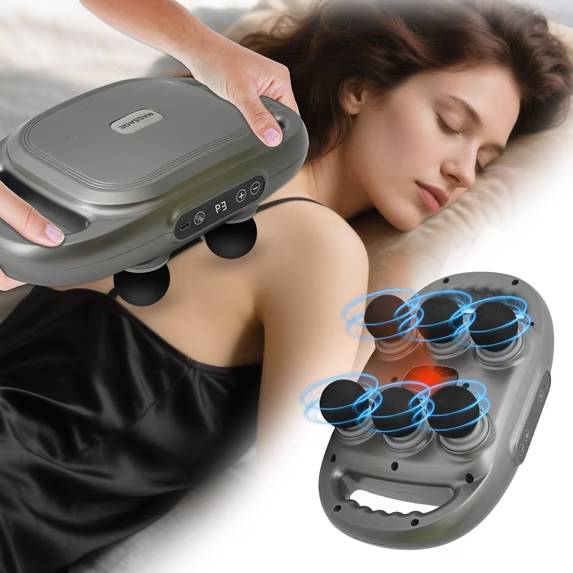 Massage Gun, 6 Head Electric Massage Guns with 3 Sets Massage Heads & 9 Modes, Gun Tool for Legs, Arms, Waist, Back, Buttocks, Relax Full Body Muscle, Gifts for Friends, Parents