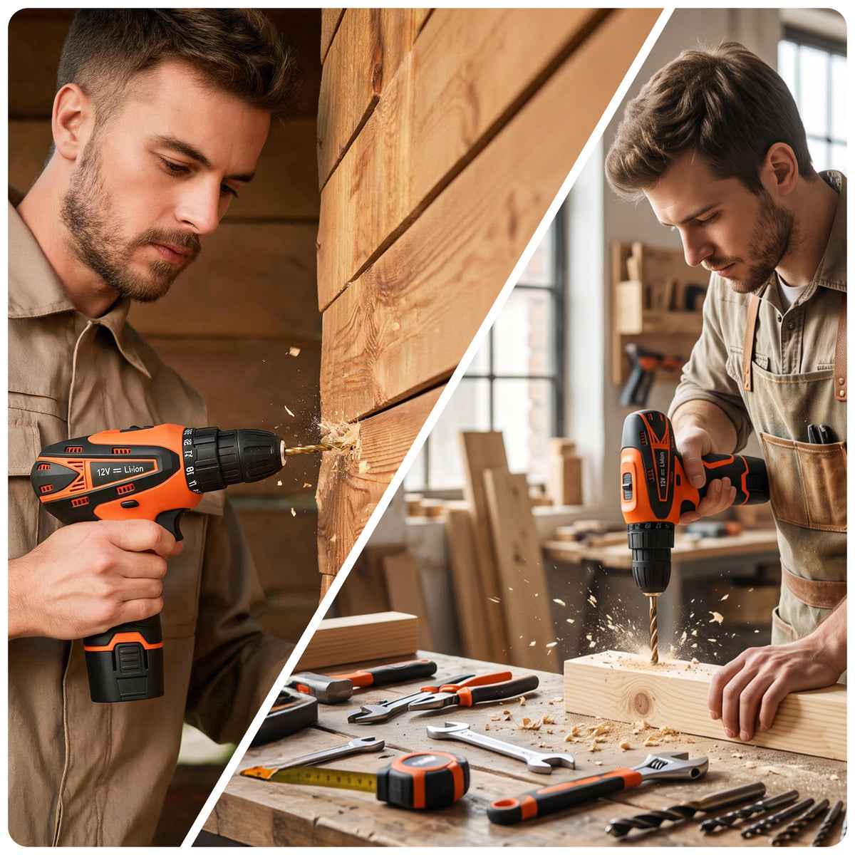 Power Tool Set, Cordless Drill Tool Box with 12V Battery Electric Drill Driver, 115Pcs Hand Tool Kit for Home Hand Repair Power Tools Sets Drills Case