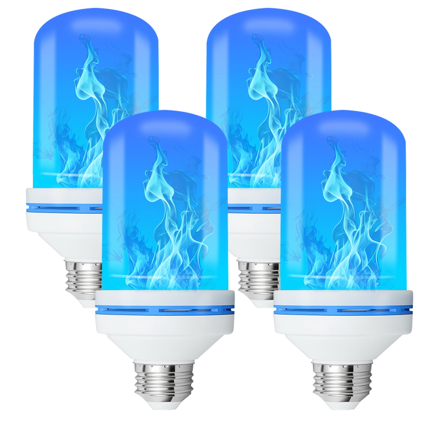 Catgood Blue LED Flame Bulbs, 4 Modes Flickering Fire Light, E26 Base for Halloween & Outdoor Decor, 4 Pack