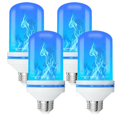 Catgood Blue LED Flame Bulbs, 4 Modes Flickering Fire Light, E26 Base for Halloween & Outdoor Decor, 4 Pack