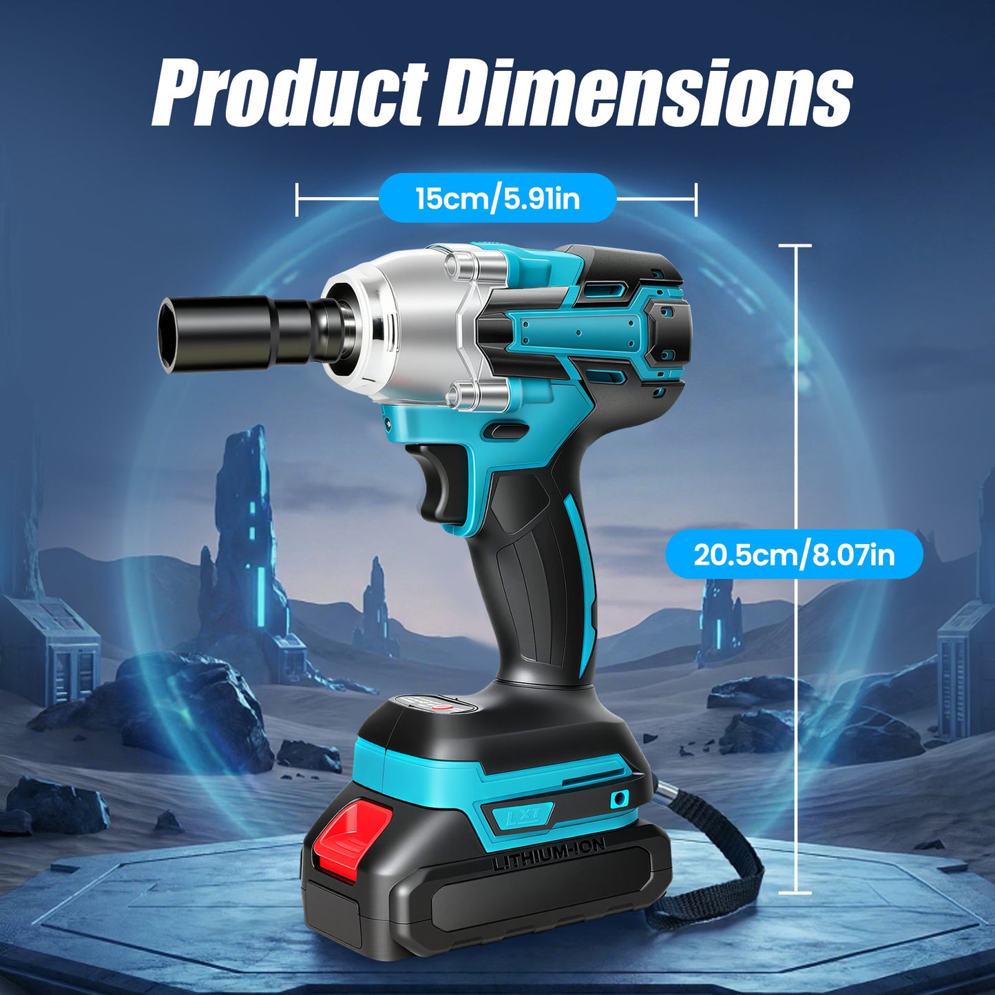 Baokaler Cordless Impact Wrench 1/2-Inch, Max Torque 740 Ft-lbs Impact Gun, High Efficiency Brushless Motor with Fast Charger and 2 Battery, 21V High Torque Power Impact Driver for Car/Mower