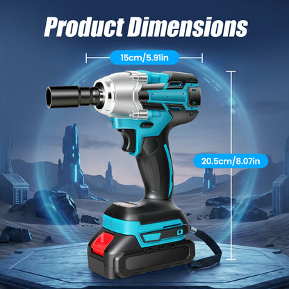 Baokaler Cordless Impact Wrench 1/2-Inch, Max Torque 740 Ft-lbs Impact Gun, High Efficiency Brushless Motor with Fast Charger and 2 Battery, 21V High Torque Power Impact Driver for Car/Mower
