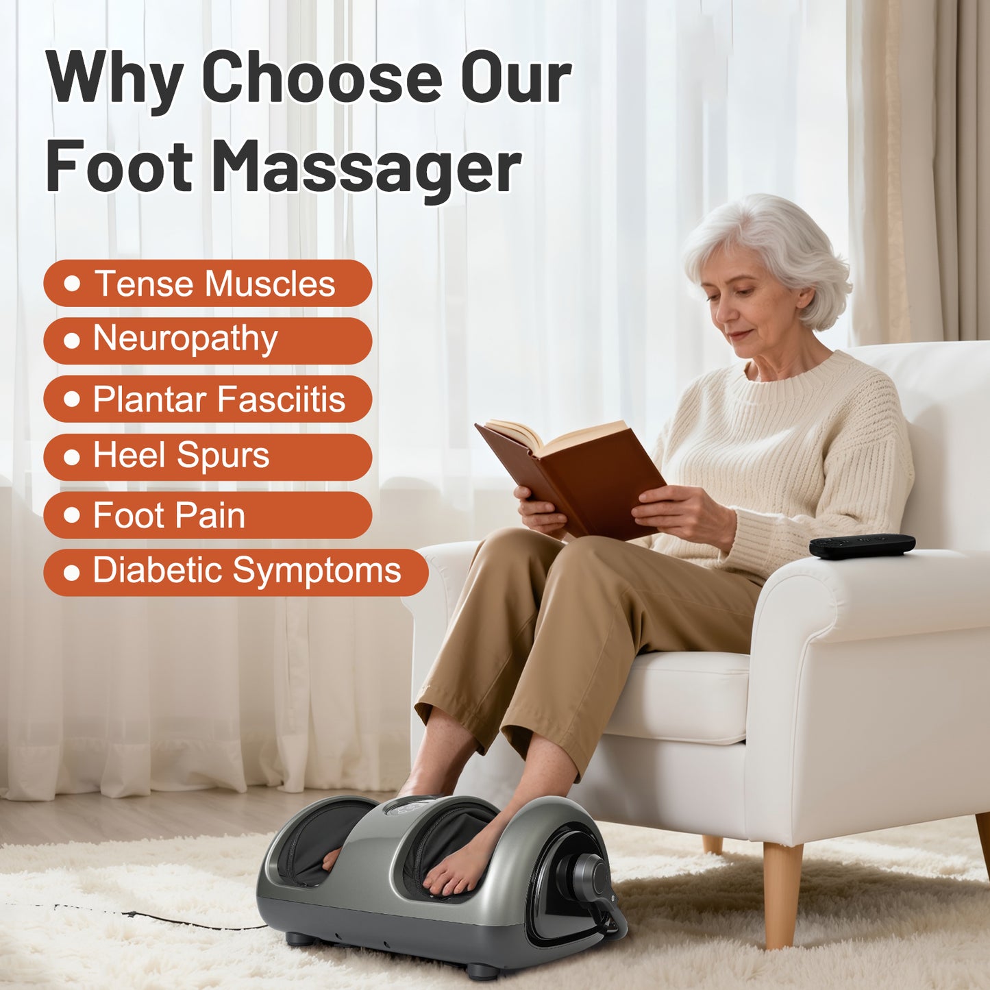 BAOKALER Shiatsu Foot Massager with Heat, Deep Kneading Foot and Calf Massager with Adjustable Warmth, Relaxing Foot Massager for Ankle & Leg Care, Ideal Gift for Family and Friends, Black