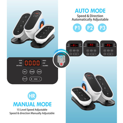 Under Desk Elliptical Machine, Fully Assembled Portable Leg Exerciser for Seniors and Adults, Quiet Electric Seated Pedal System with Remote Control and Non-Slip Straps
