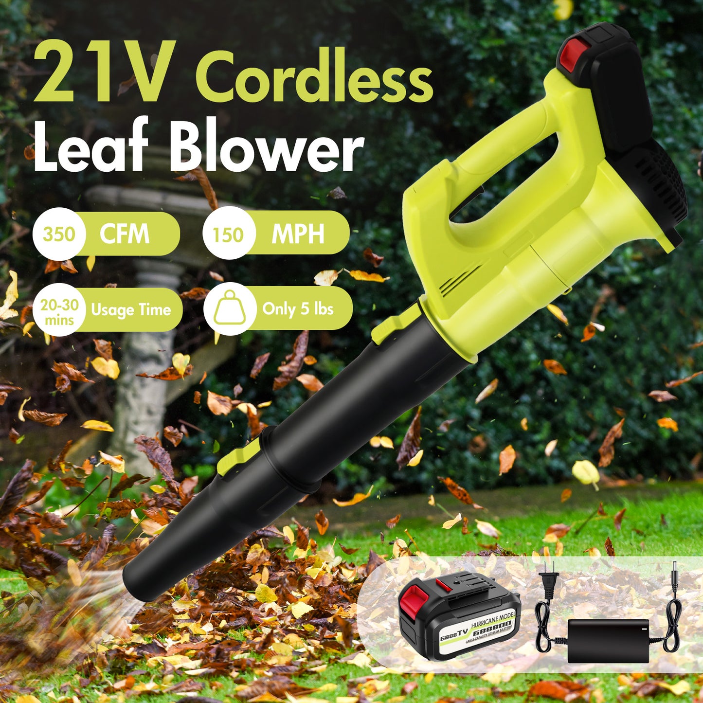 24V 650W Cordless String Trimmer + 21V Cordless Leaf Blower (150MPH) Combo Kit, with 3 Battery (2.0Ah Battery*2 + 4.0Ah Battery*1) and 2 Charger