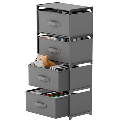 BAOKALER Multifunctional Bedroom Storage Cabinet Drawers for Clothes, Fabric Dressers for Bedroom with 4 Drawers, Small Dresser for Living Room, Hallway, Gray
