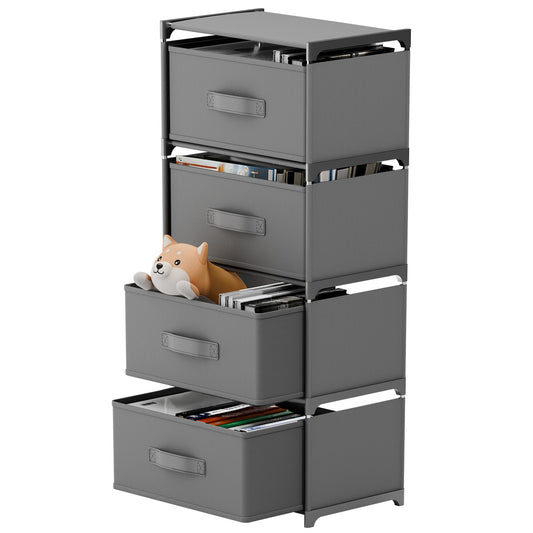 BAOKALER Multifunctional Bedroom Storage Cabinet Drawers for Clothes, Fabric Dressers for Bedroom with 4 Drawers, Small Dresser for Living Room, Hallway, Gray