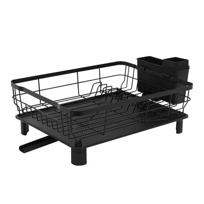 Dish Rack Dish Drainers for Kitchen Counter, 16.9''L x 13''W x 5.9''H Dish Rack with Drain , Dish Drying Rack Drain with Utensil Holder, Cup Holder, Kitchen Dishes Storage and Organizers
