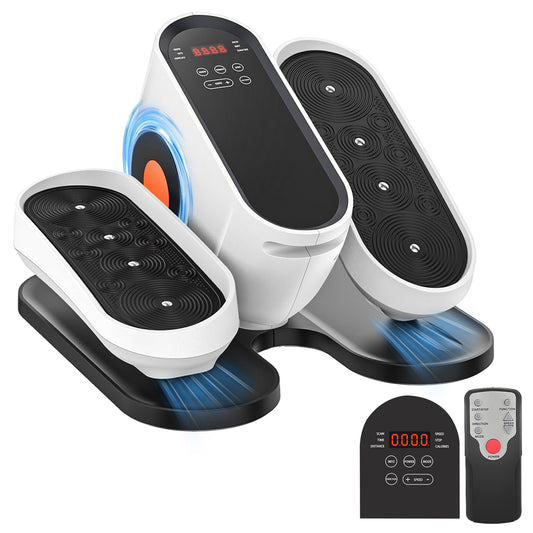 Under Desk Elliptical Machine, Fully Assembled Portable Leg Exerciser for Seniors and Adults, Quiet Electric Seated Pedal System with Remote Control and Non-Slip Straps