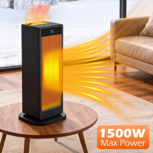 1500W Electric Space Heater with Humidifier, Ceramic Heating Portable Heater with 90° Oscillation and 12-Hour Timer for Indoor Use, Black