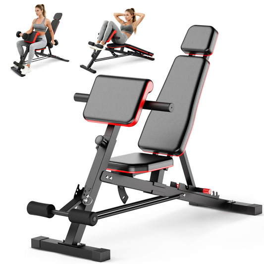 BAOKALER Weight Bench, 1000LBS Max Load, 8 in 1 Dumbbell Bench with Adjustable Seat Angles, Incline, Decline, and Flat Bench Roman Chair for Full Body Home Gym Workout