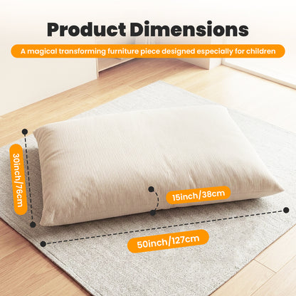 CATGOOD 3-in-1 Bean Bag Chair for Kids Adults, Convertible kids chair with Skin Friendly Fabric for Living Room, Bedroom, White