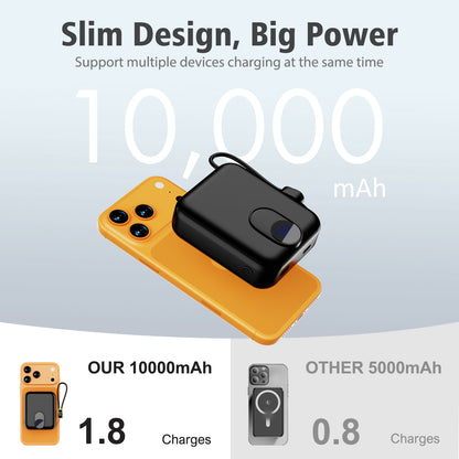 CATGOOD Magnetic Portable Charger, 10,000mAh Wireless Power Bank with USB-C Cable, Magnetic Battery Pack for iPhone 17/16/15/14/13/12 Series (Black)
