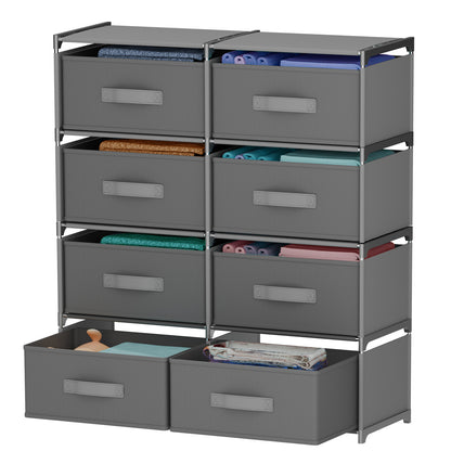 BAOKALER Clothes Drawer Dresser with 8 Drawers, Double Row Non-Woven Fabric Dresser for Bedroom, Hallway, Entryway, Closets, Sturdy Steel Frame, Wood Top, Gray