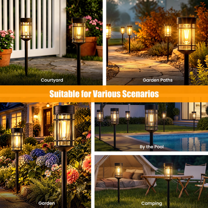 CATGOOD 8 Pack Solar Pathway Lights Outdoor Waterproof, 3000K Auto On/Off Solar Garden lights for Yard Lawn Walkway, Warm White