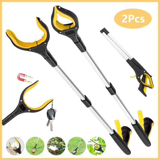 2Pcs 32 Grabber Reacher Tool, Foldable Grabber Reaching Tool, Yellow