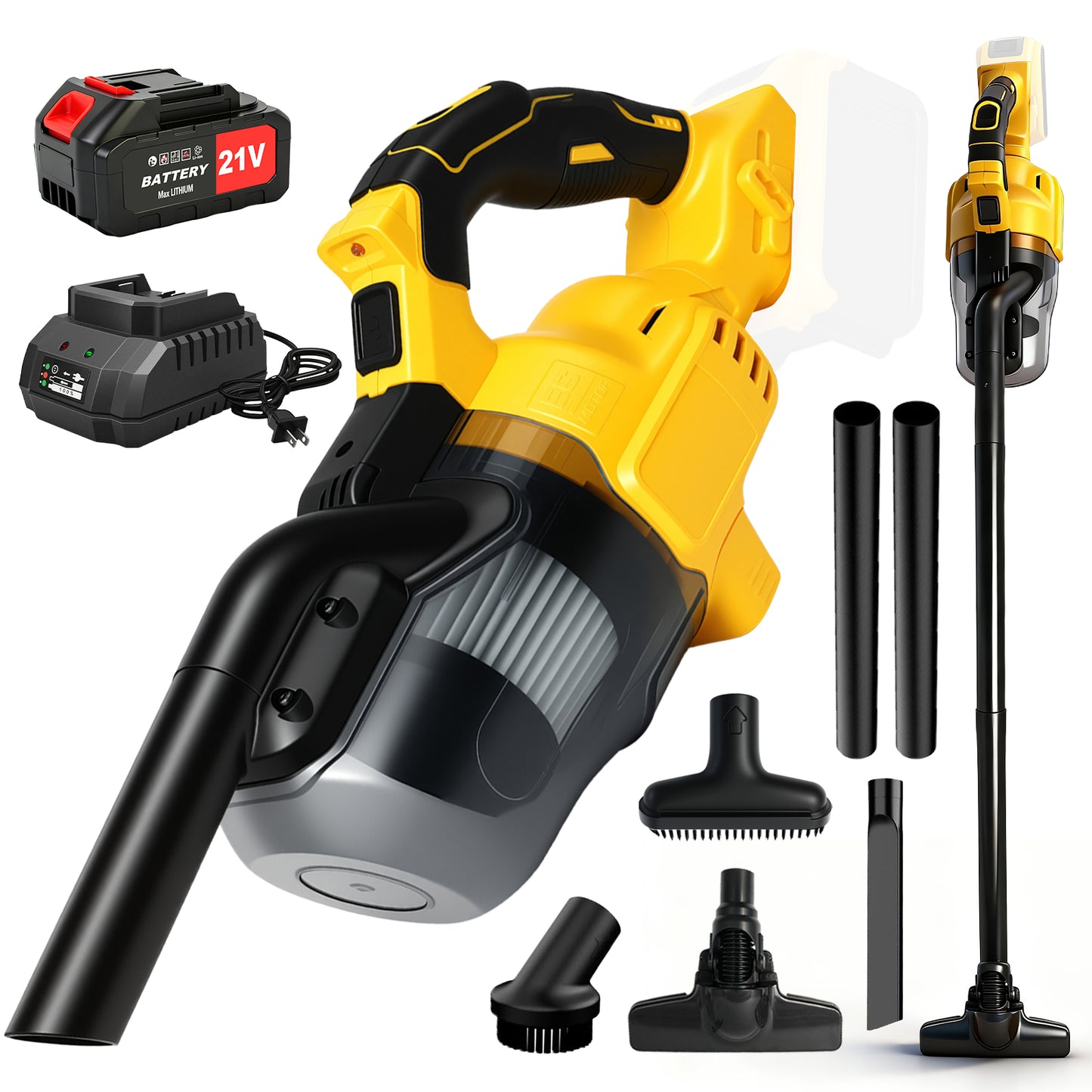 Cordless Handheld Vacuum for Makita Battery, 5-in-1 Car Vacuum Cleaner with 4.0Ah Battery and Charger for Floor Carpet, Yellow