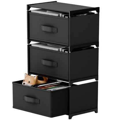 BAOKALER Fabric Dressers for Bedroom with 3 Drawers, Multifunctional Bedroom Storage Cabinet Drawers for Clothes, Small Dresser for Living Room, Hallway, Black