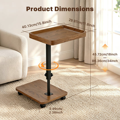 C Table End Table with Adjustable Height, 360¡ãSwivel TV Tray Table for Small Spaces, Portable C-Shaped Side Table for Couch & Bed