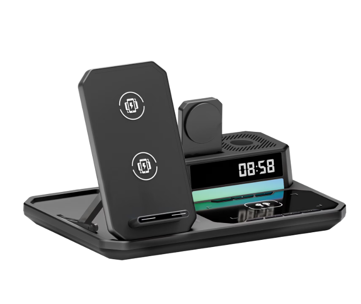 Magnetic Wireless Charger for iPhone,6in1 Portable Charger Phone Charging Station for iPhone 17 16 15 14 13 12 11 Pro Max Apple Watch AirPods,Maggsafe Charger Stand,Black