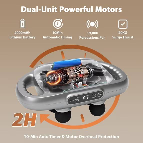 Massage Gun, 6 Head Electric Massage Guns with 3 Sets Massage Heads & 9 Modes, Gun Tool for Legs, Arms, Waist, Back, Buttocks, Relax Full Body Muscle, Gifts for Friends, Parents